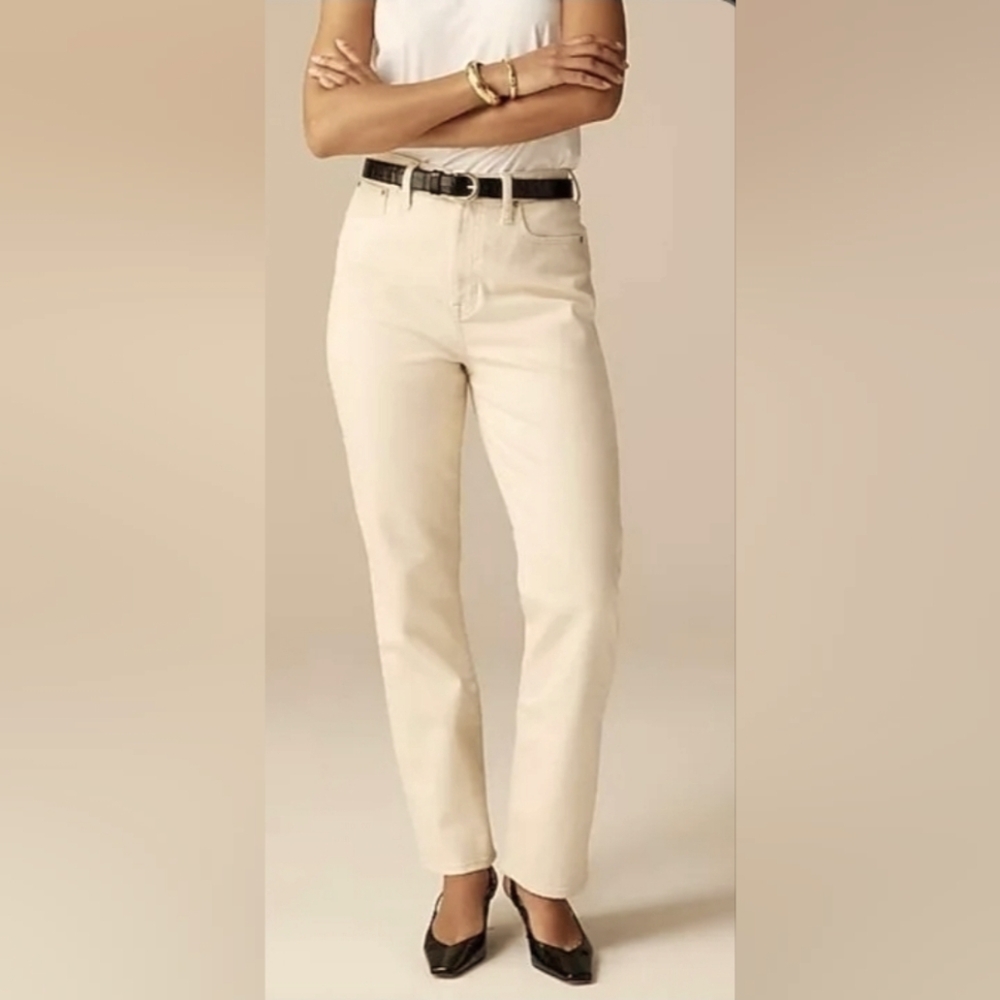 J. CREW FULL LENGTH CLASSIC STRAIGHT JEANS, IVORY, SIZE 29